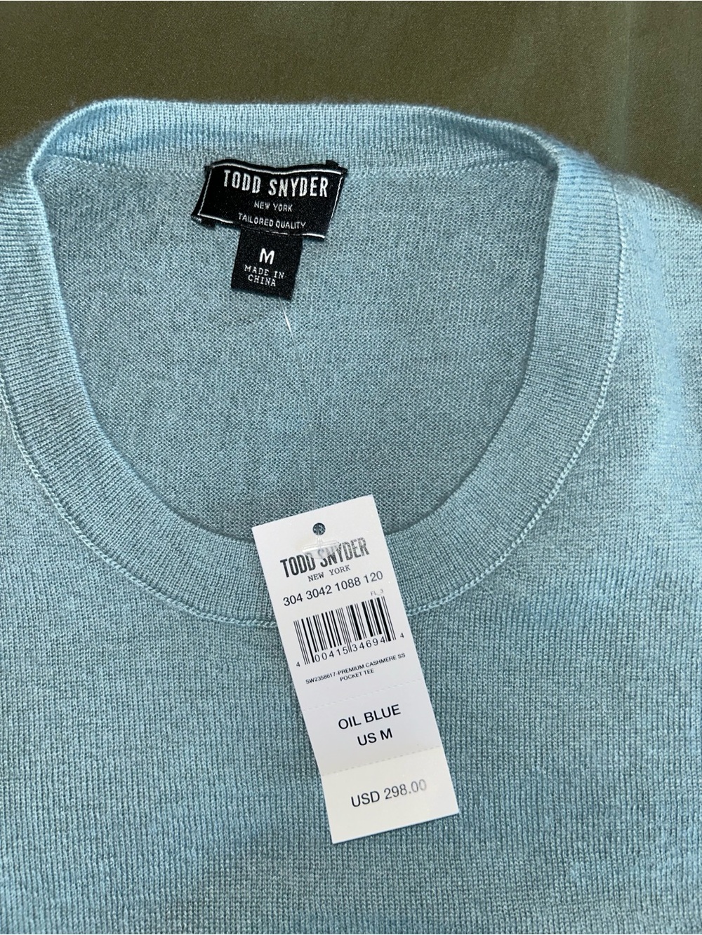 Todd Snyder Oil Blue Casmere Sweater shirt - Men's
